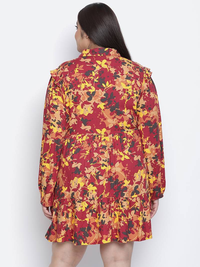 Floral bud button-down plus size dress