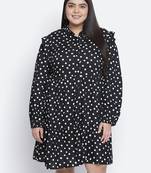 Fly High polka print button down plus size women dress