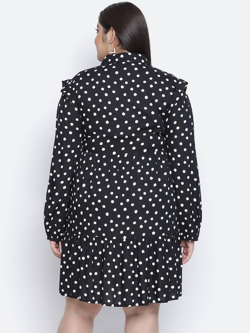 Fly High polka print button down plus size women dress
