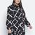 Lavish black check print button-down plus size dress