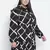 Lavish black check print button-down plus size dress