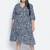 Lazzing Blue animal print button- down plus size women dress