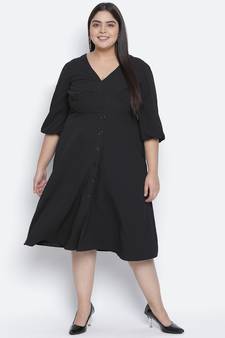 Paradise  solid black plus size women dress