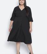 Paradise  solid black plus size women dress