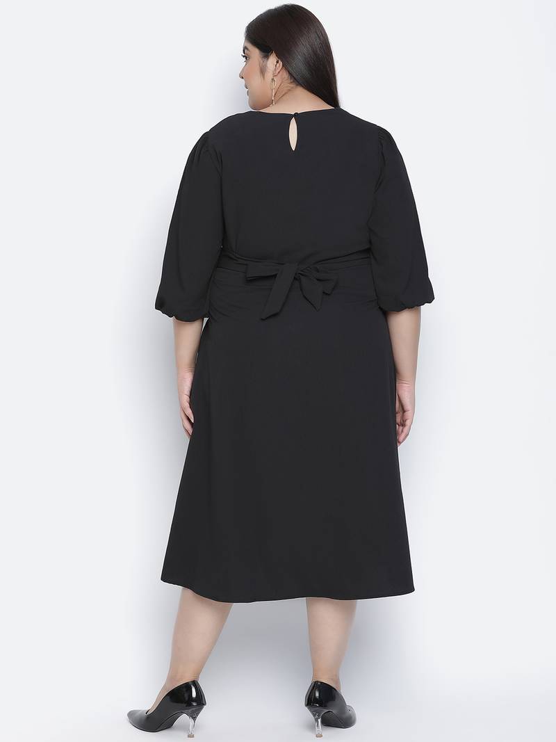 Paradise  solid black plus size women dress