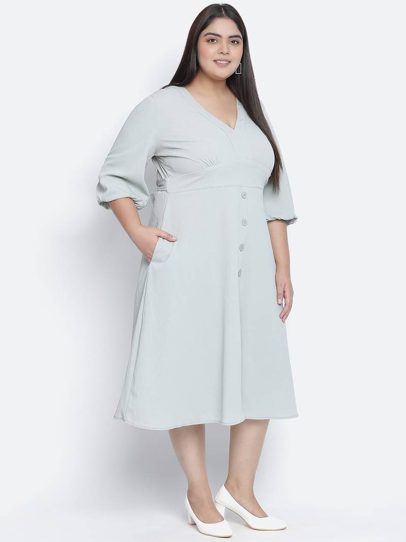 Pazzara light grey plus-size women's dress.