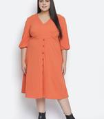 Razzing solid orange plus size women dress.
