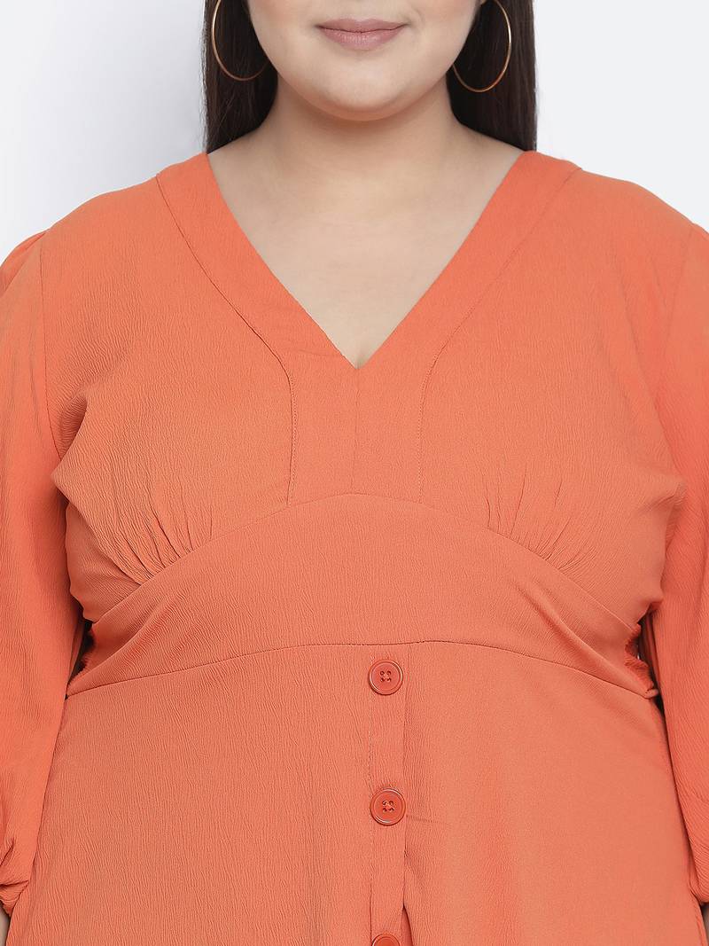 Razzing solid orange plus size women dress.