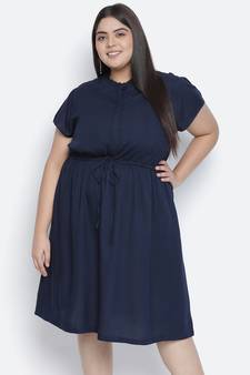 Razzy navy blue  elasticated plus size women dress
