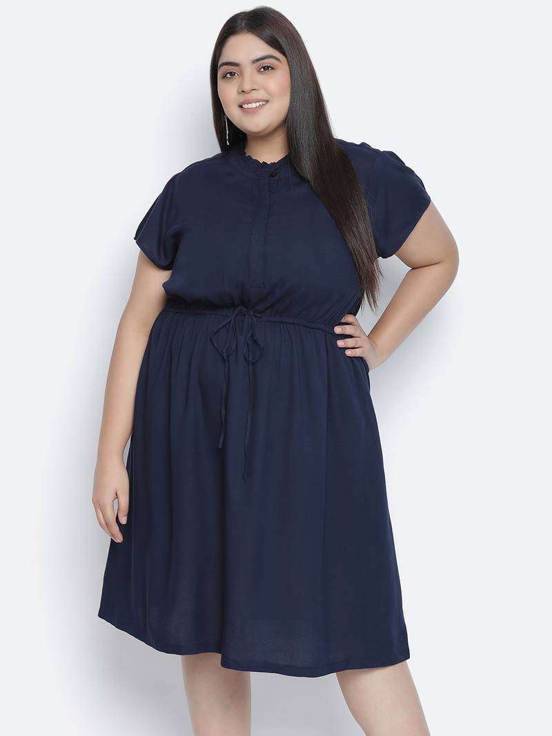 Razzy navy blue  elasticated plus size women dress