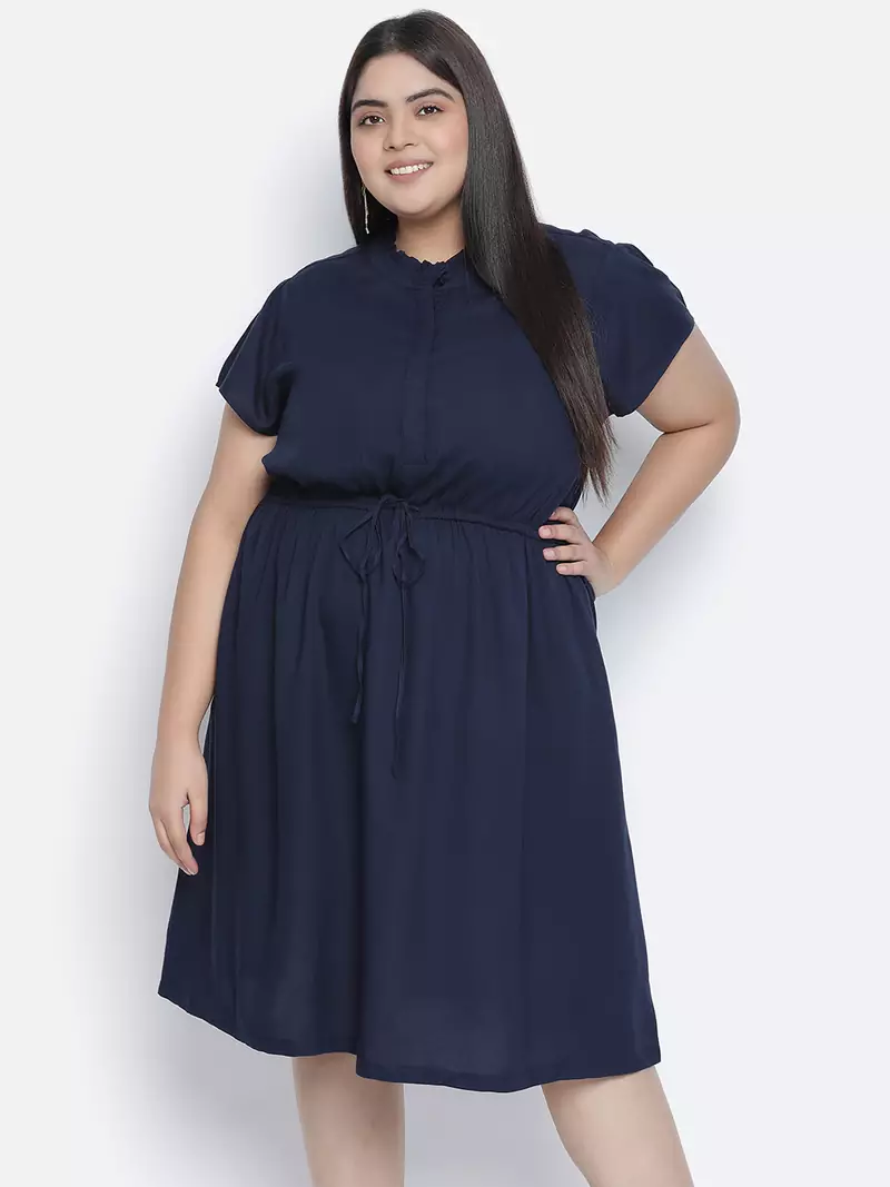 Razzy navy blue  elasticated plus size women dress