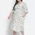 Rom pom animal print button - down plus size women dress