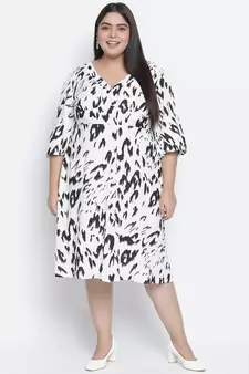 Tizzy white animal print plus size women dress