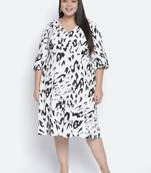 Tizzy white animal print plus size women dress