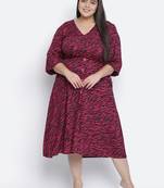 Wanic wine animal print plus size button - down dress