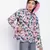 Pearl pink floral print women Quilted Hooded jacket