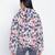 Pearl pink floral print women Quilted Hooded jacket