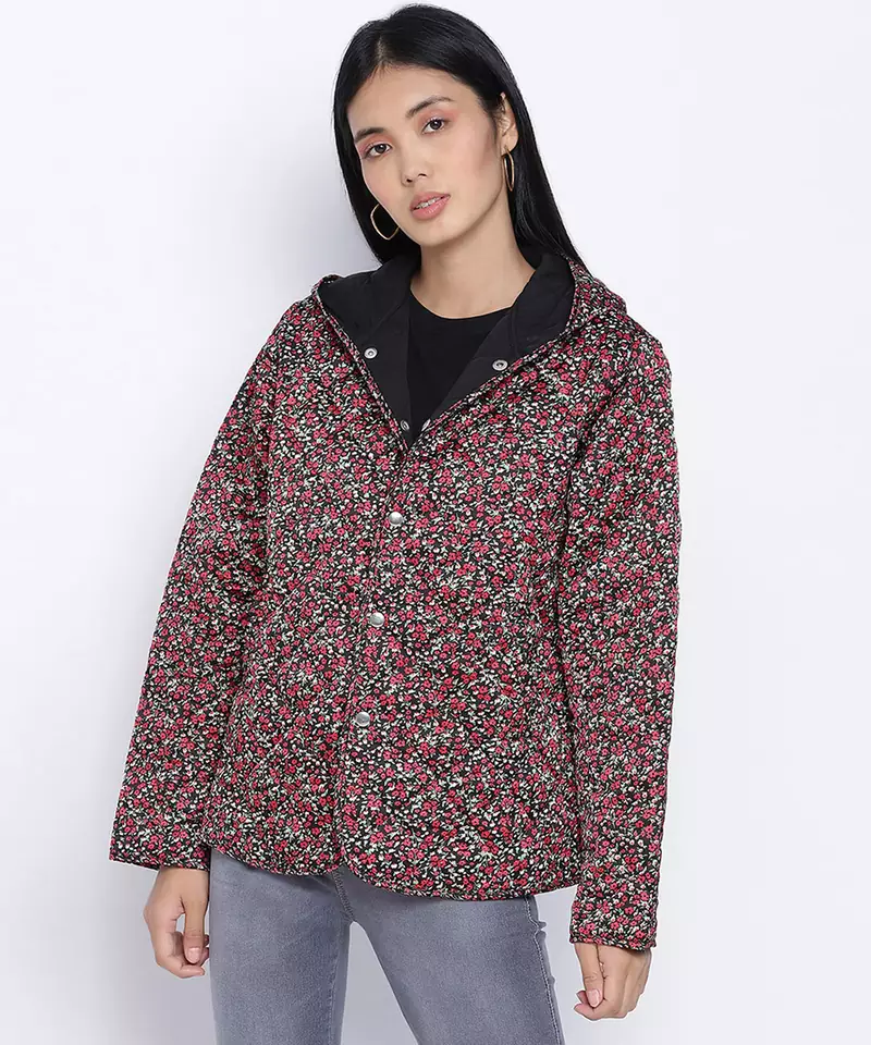 Cherubic muticolor women Quilted Hooded jacket