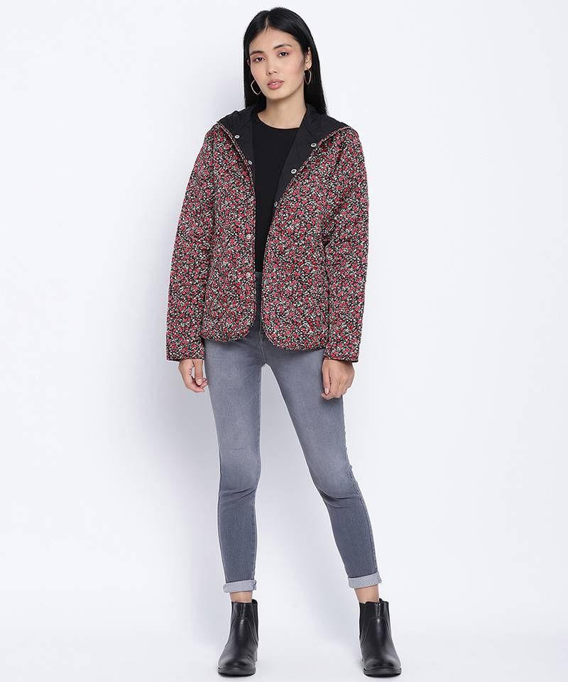 Cherubic muticolor women Quilted Hooded jacket