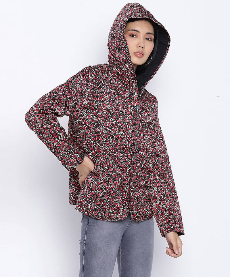 Cherubic muticolor women Quilted Hooded jacket