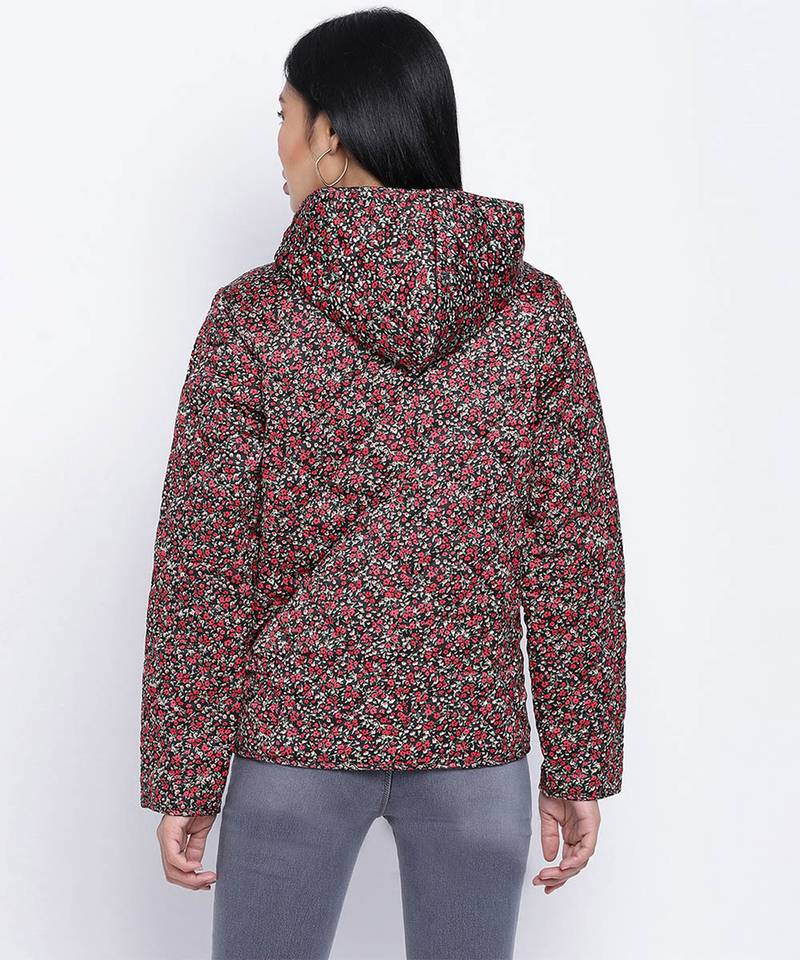 Cherubic muticolor women Quilted Hooded jacket