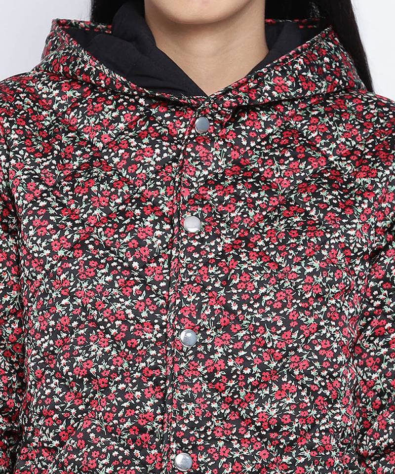 Cherubic muticolor women Quilted Hooded jacket