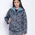 Heavenly Blue floral print women Quilted Hooded jacket