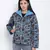 Heavenly Blue floral print women Quilted Hooded jacket