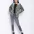 Glaring green floral print women Quilted Hooded jacket