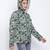 Glaring green floral print women Quilted Hooded jacket