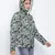 Glaring green floral print women Quilted Hooded jacket