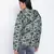 Glaring green floral print women Quilted Hooded jacket
