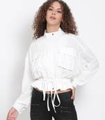 White Tie-Up Jacket