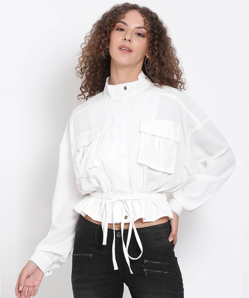 White Tie-Up Jacket