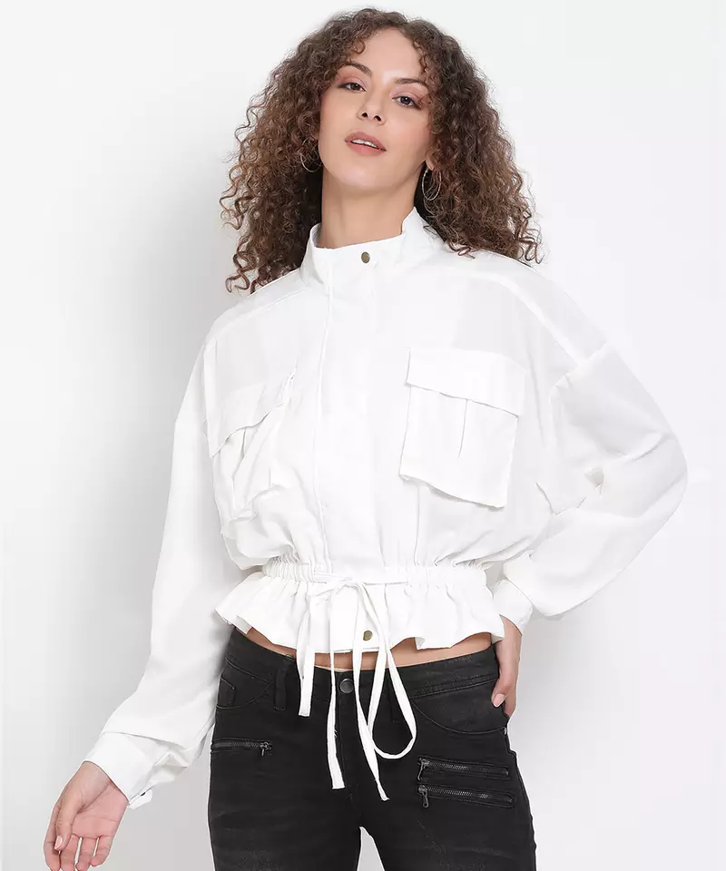 White Tie-Up Jacket