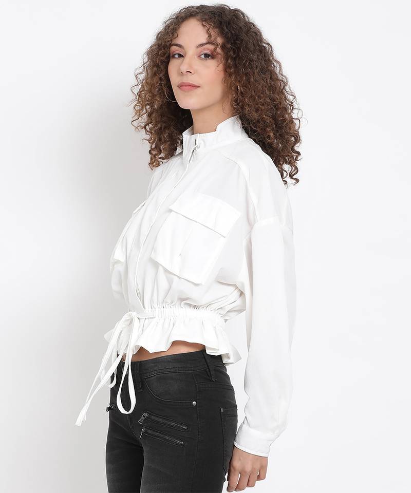 White Tie-Up Jacket