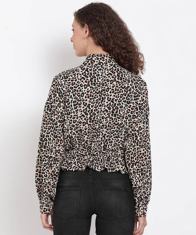 Animal Print Tie-Up Jacket