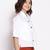 Modish white blew button down women top