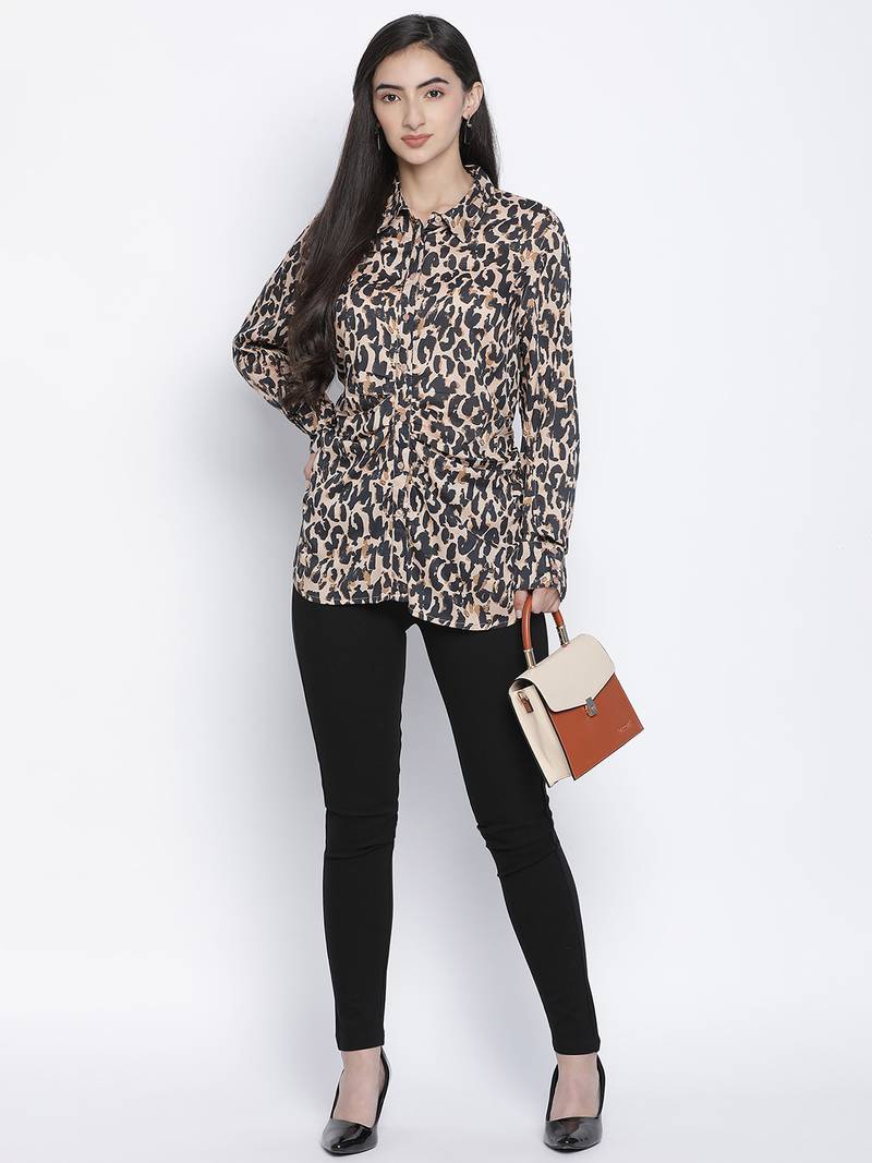Animalistic mesh women casual  top