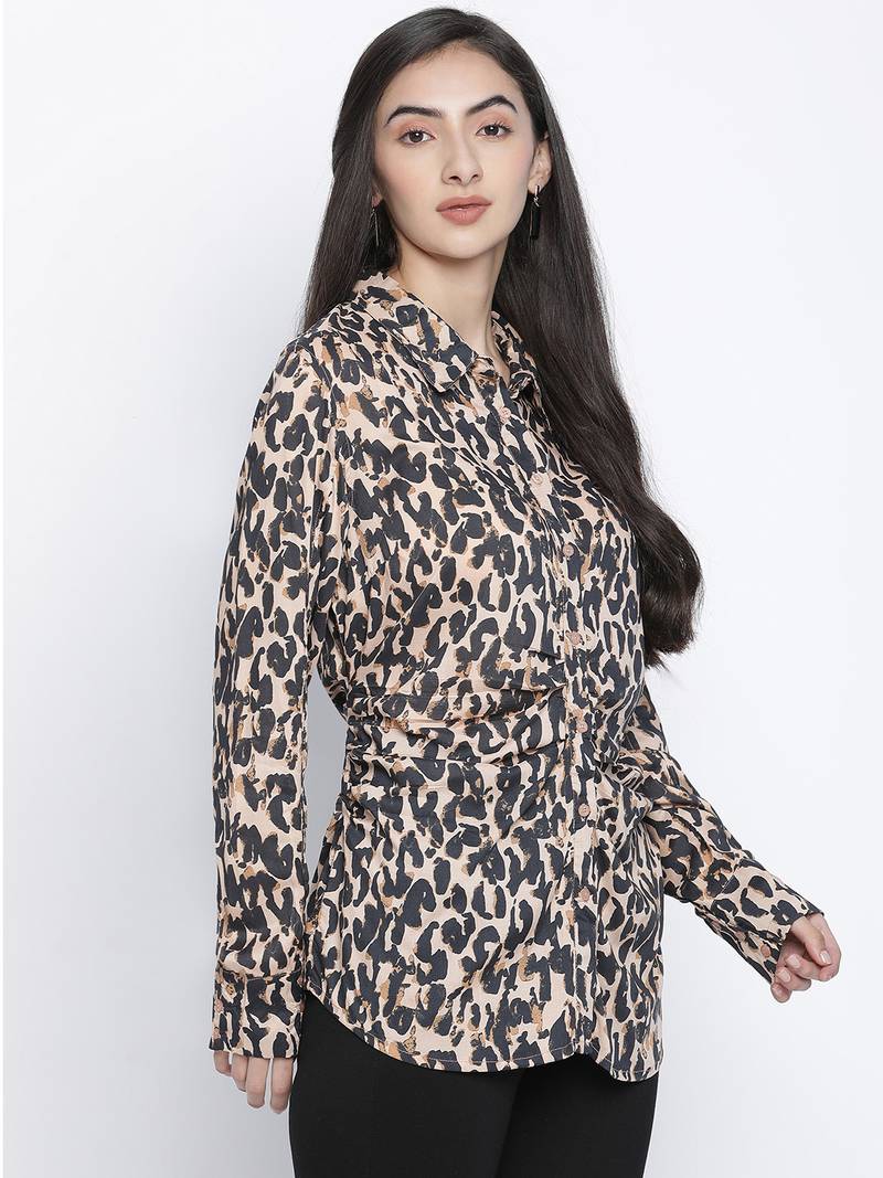 Animalistic mesh women casual  top