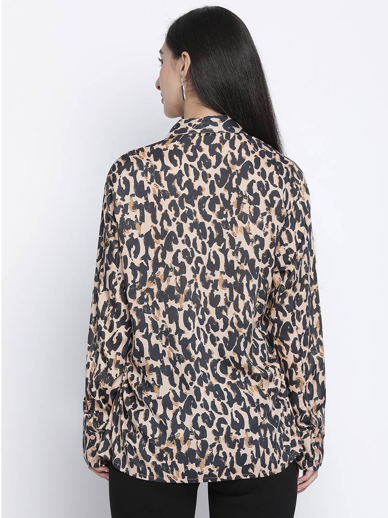 Animalistic mesh women casual  top