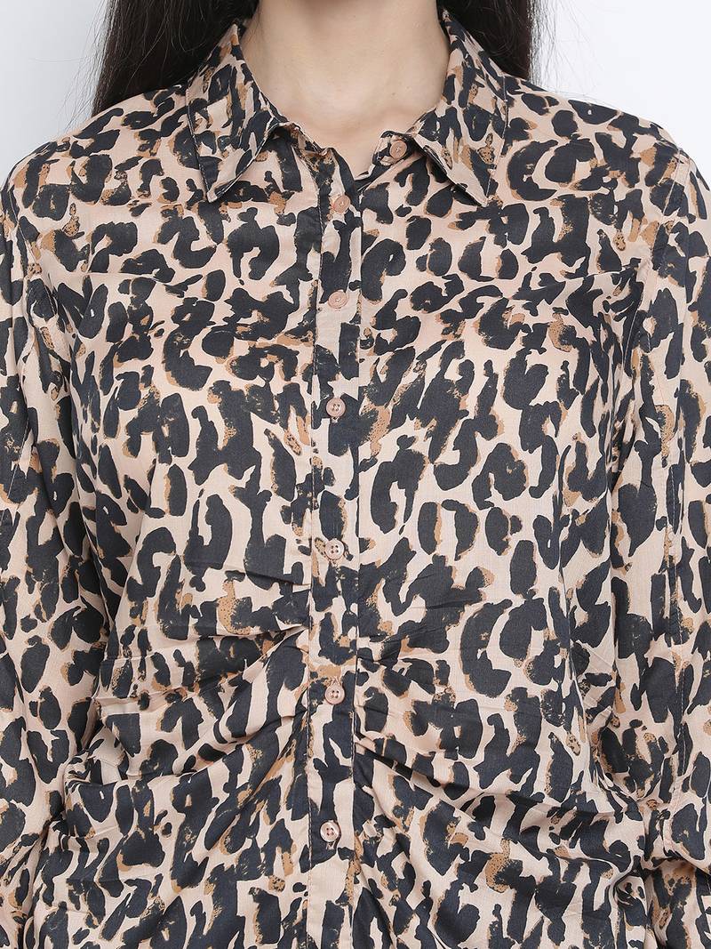 Animalistic mesh women casual  top