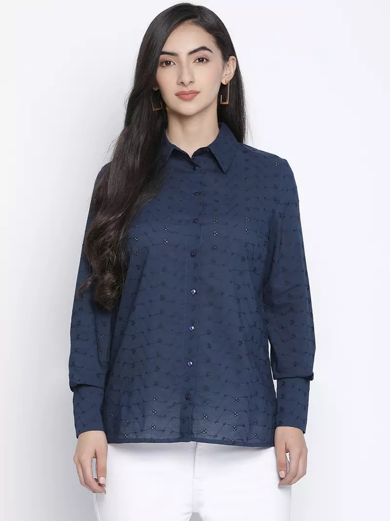 Candy blue casual women shirt