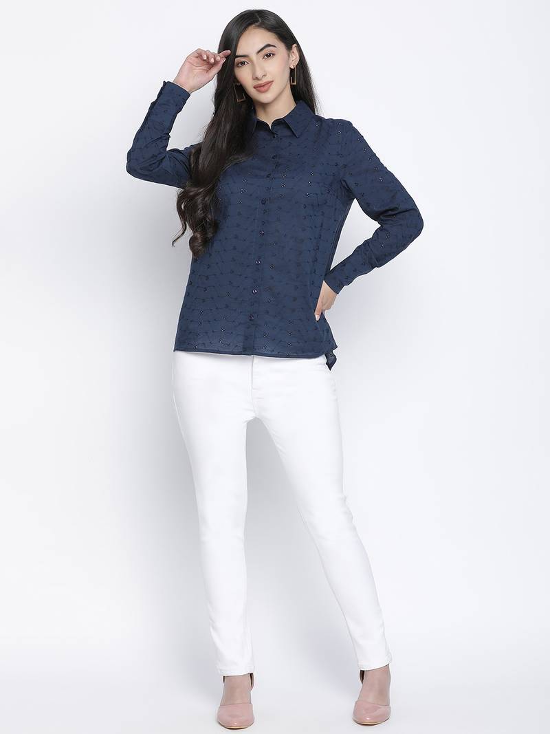 Candy blue casual women shirt