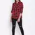 Boho red brush check women shirt