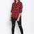 Boho red brush check women shirt