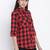 Boho red brush check women shirt