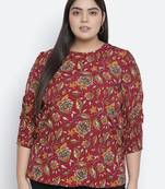 Sweet Red floral printed plus size women top