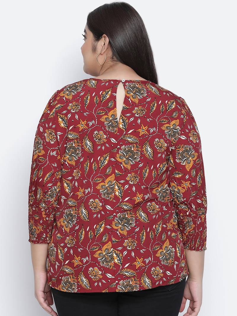 Sweet Red floral printed plus size women top