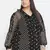 Gazzy black polka print pleated neck tie knot plus size women top